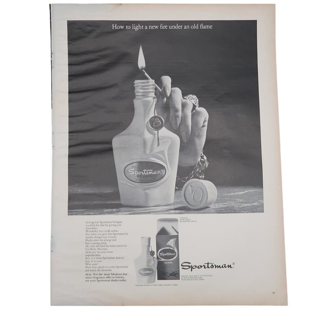 Sportsman Cologne Magazine Advertisement 1960s Vintage Mens Beauty Fragrance